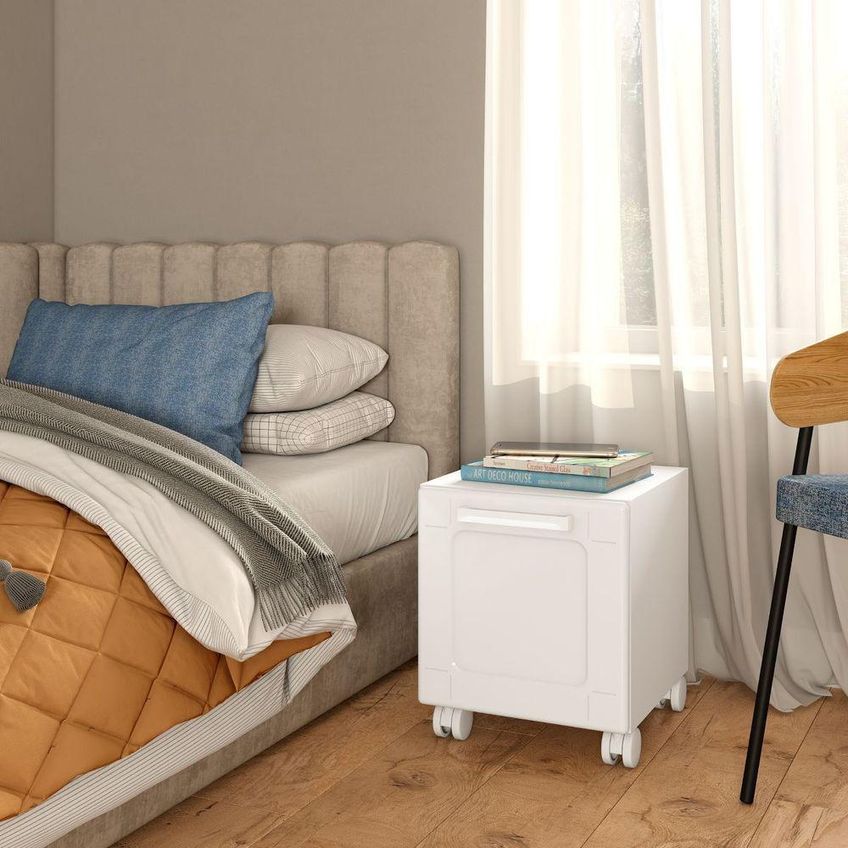Balcão Baixo Multiuso 8198 Moderno 1 Porta Com Rodízios Branco Bertolini - imagem 4