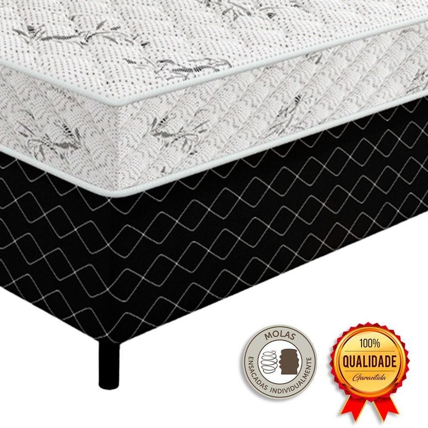 Cama Box Conjugada Casal Ultra Confort Molas Ensacadas Preto V-store - imagem 3