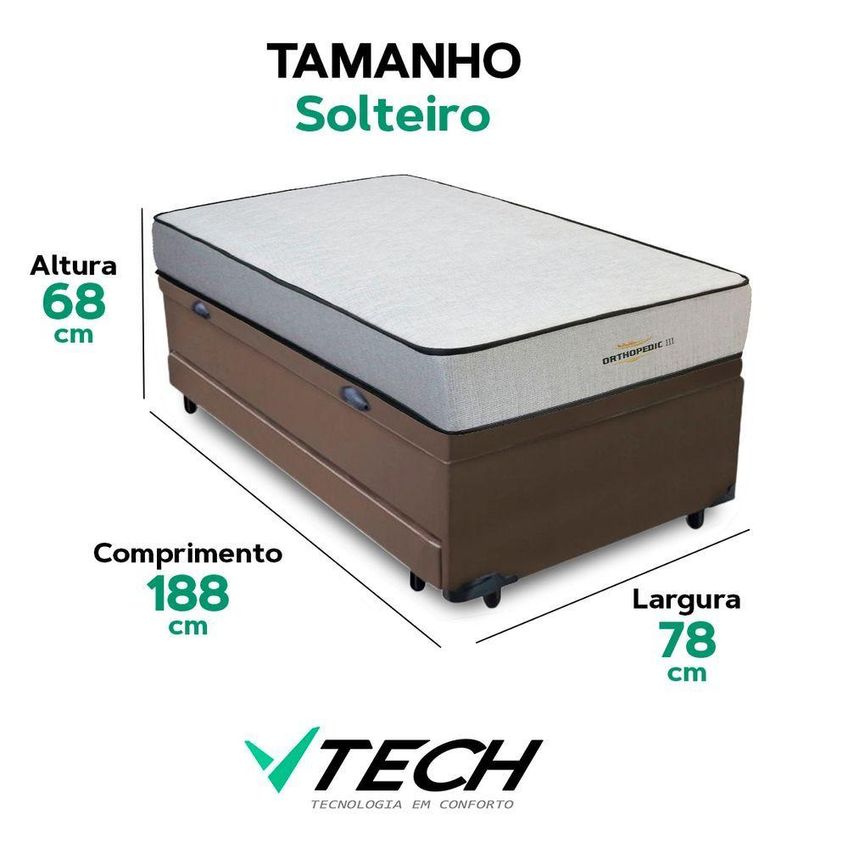Bicama Baú Com Colchão Solteiro Orthopedic D33 Madeira Marrom Vtech - imagem 3
