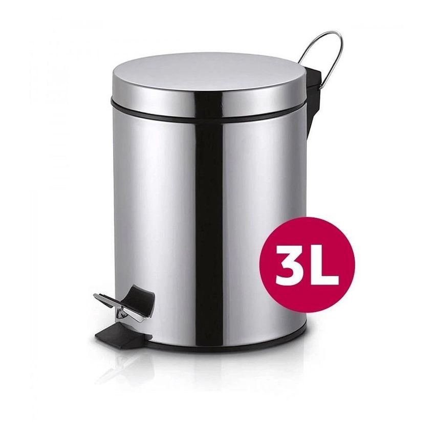Lixeira Com Pedal Multiuso 3l Aço Inox Cesto Removível Prata Kangur - imagem 3