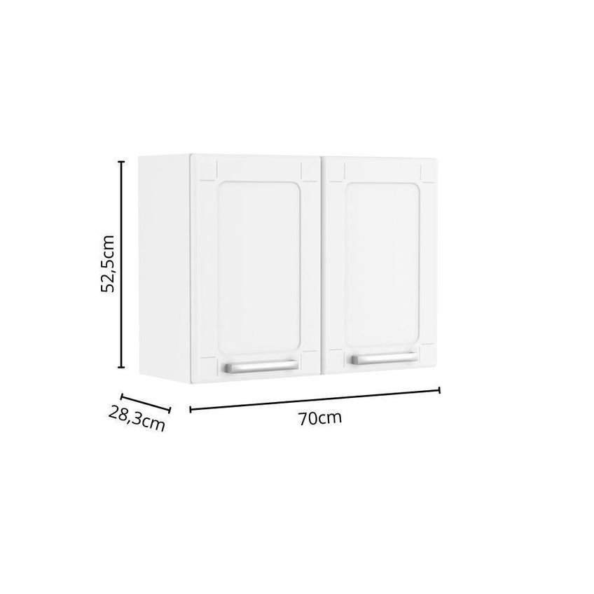 Armário Aéreo De Cozinha 6052 70cm 2 Portas Aço Branco Bertolini - imagem 4