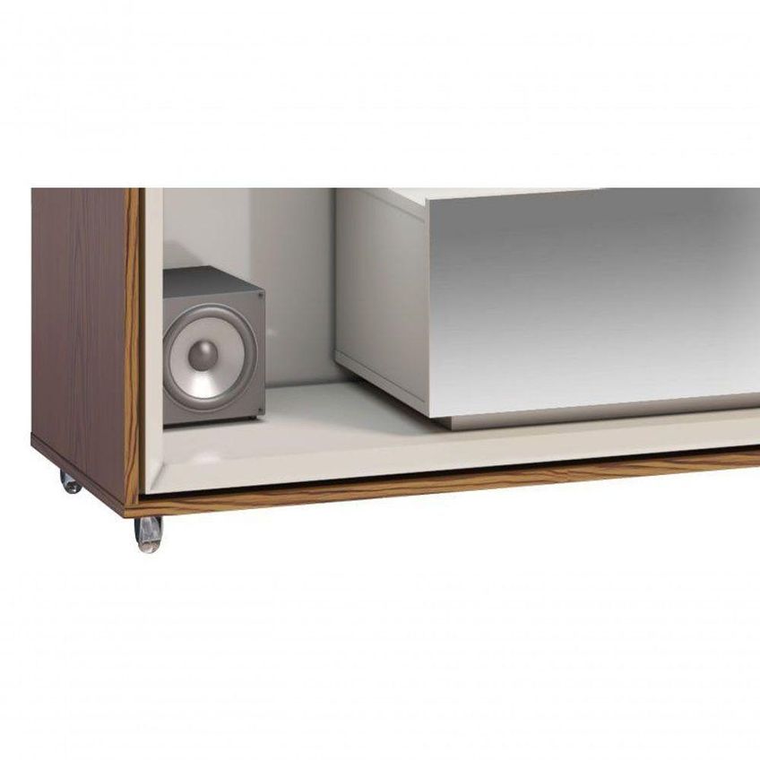 Rack Ópera 1.8 Off White Com Freijó E Espelho - Imcal Móveis - imagem 3