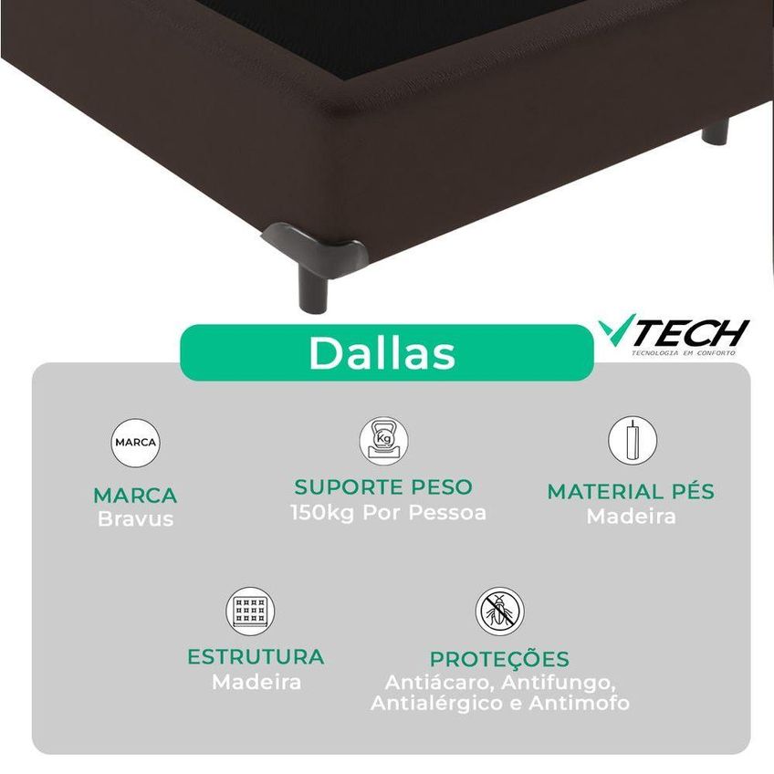 Cama Box Com Colchão Solteirão Four Season Pillow Top Molas Ensacadas Marrom Vtech - imagem 3