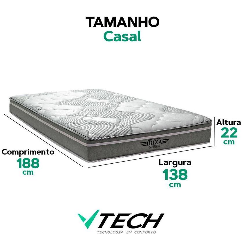 Colchão Casal Mola Molas Ensacadas Ibiza 138x188x22 Vtech - imagem 3