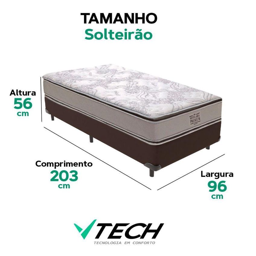 Cama Box Com Colchão Solteirão Four Season Pillow Top Molas Ensacadas Marrom Vtech - imagem 5