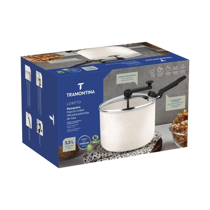Pipoqueira Loreto Antiaderente Starflon 20cm 3,5l Tramontina Cor: Bege - imagem 5