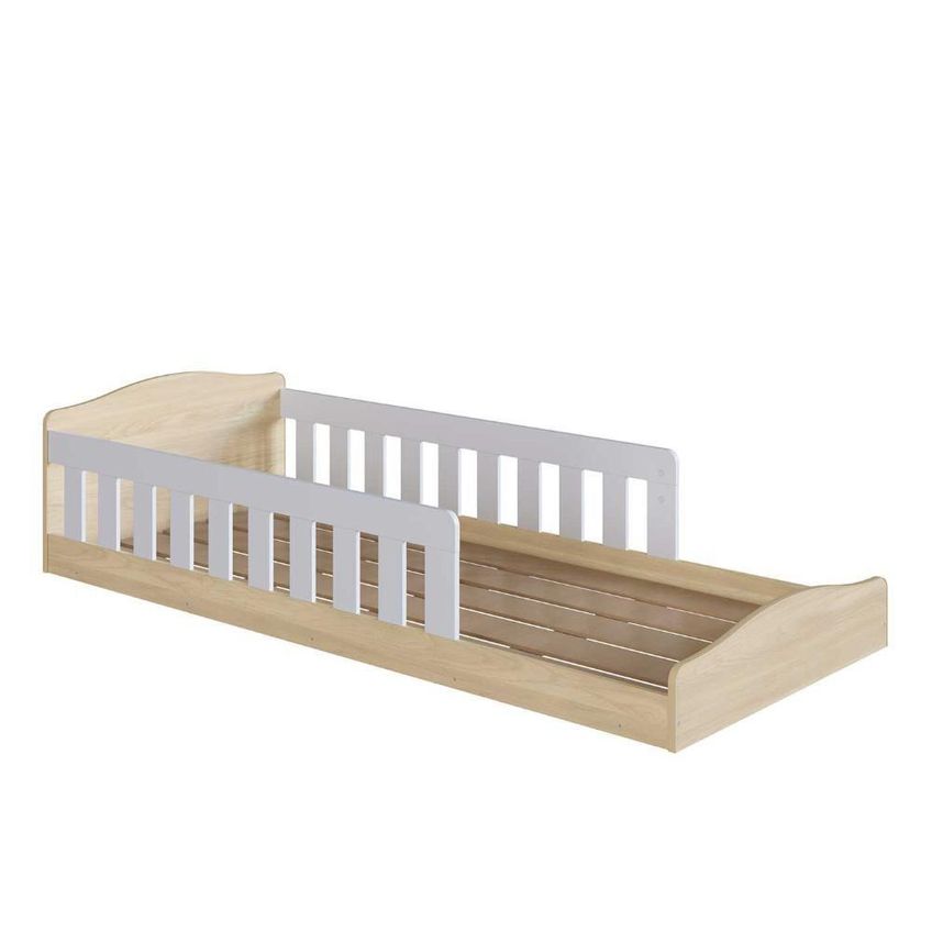 Quarto Infantil Com Cama Montessoriana Guarda Roupa 3 Portas Cômoda 4 Gavetas Mdp Carvalho Araguaia - imagem 3