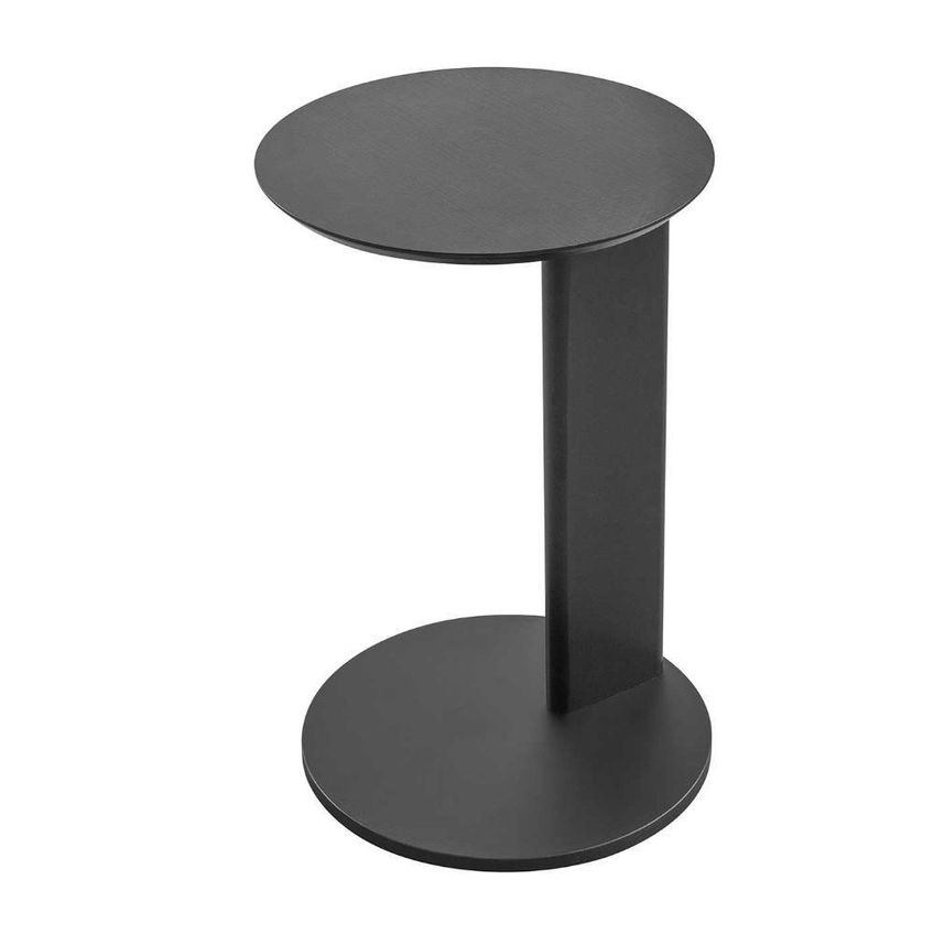 Mesa Lateral Redonda Chanfrada MDF Madeira Maciça 35cm Nero e Preto - imagem 4