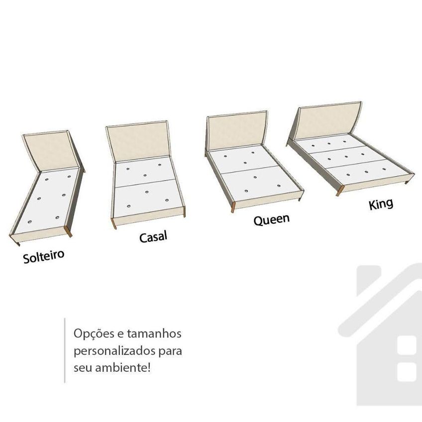 Cama King Estofada E 2 Mesas Com Gavetas MDF 203cm Linho Lincoln Amêndoa Com Grigio - imagem 3