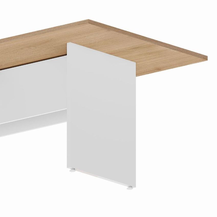 Mesa De Reunião Retangular Executiva Pé Painel MDP 200cm Carvalho Treviso Branco - imagem 3