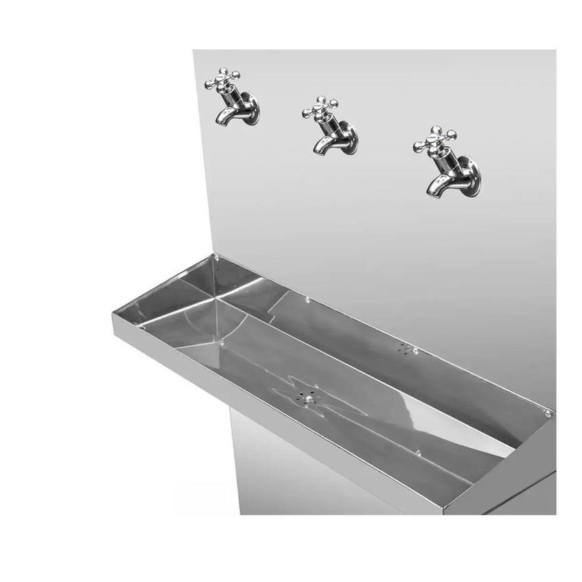 Bebedouro Industrial De Coluna RA10 Natural E Gelada 3 Torneiras 100L Inox 220V Frisbel - imagem 3