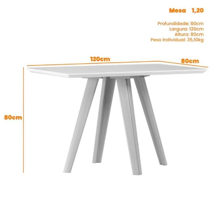 Conjunto Mesa De Jantar Com Tampo De Vidro 4 Lugares Off White Com Freijó E Bege Rústico - imagem 4