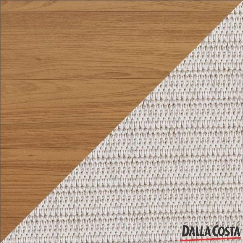 Mesa Redonda Conjunto 4 Lugares Tampo De Vidro 100% Mdf Off White Com Freijó E Bege Rústico - imagem 3