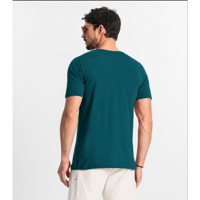 Camiseta Masculina Básica Em Meia Malha Diametro Verde M - imagem 2