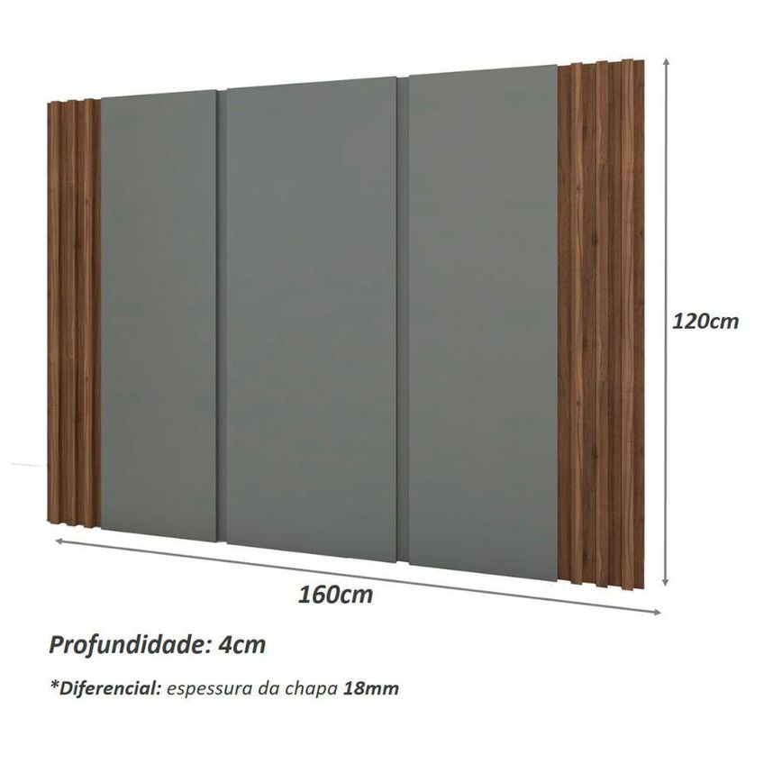 Cabeceira Solteiro Ripada Fixação Na Parede MDF Cinza Sagrado Casa Lar Shop - imagem 4