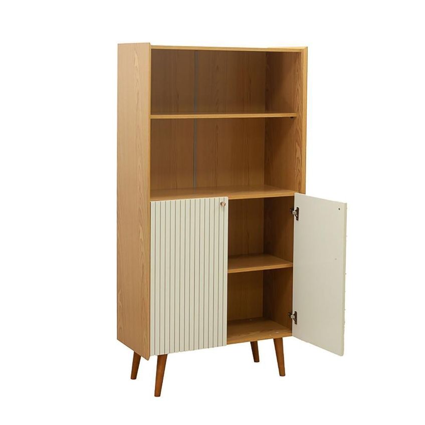 Estante Para Livros Sala De Estar 2 Portas MDF 80cm Cinamomo Com White Laca - imagem 3