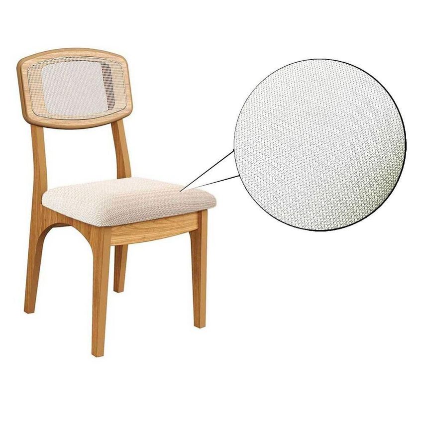 Conjunto Mesa Jantar 6 Lugares MDF Off White Com Freijó 180cm Dalla Costa Móveis - imagem 3