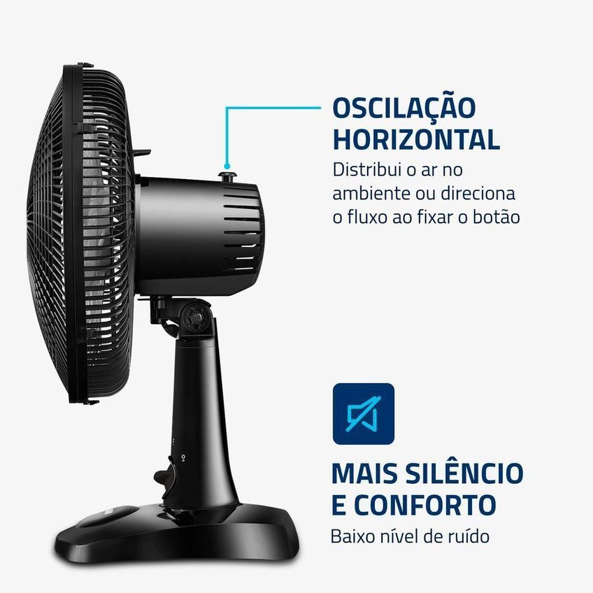 Ventilador de Mesa Mondial 60W 30cm 6 Pás 3 Velocidades Preto VSP-30-B 110V - imagem 5