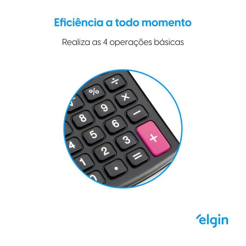 Calculadora De Bolso Elgin 8 Dígitos Desligamento Automático Visor Lcd Preto - imagem 3