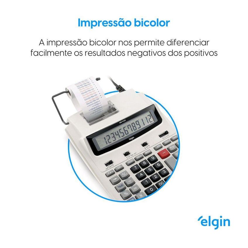 Calculadora De Mesa Elgin Mr-6125 12 Dígitos Visor Lcd Função Correção Bivolt - imagem 3