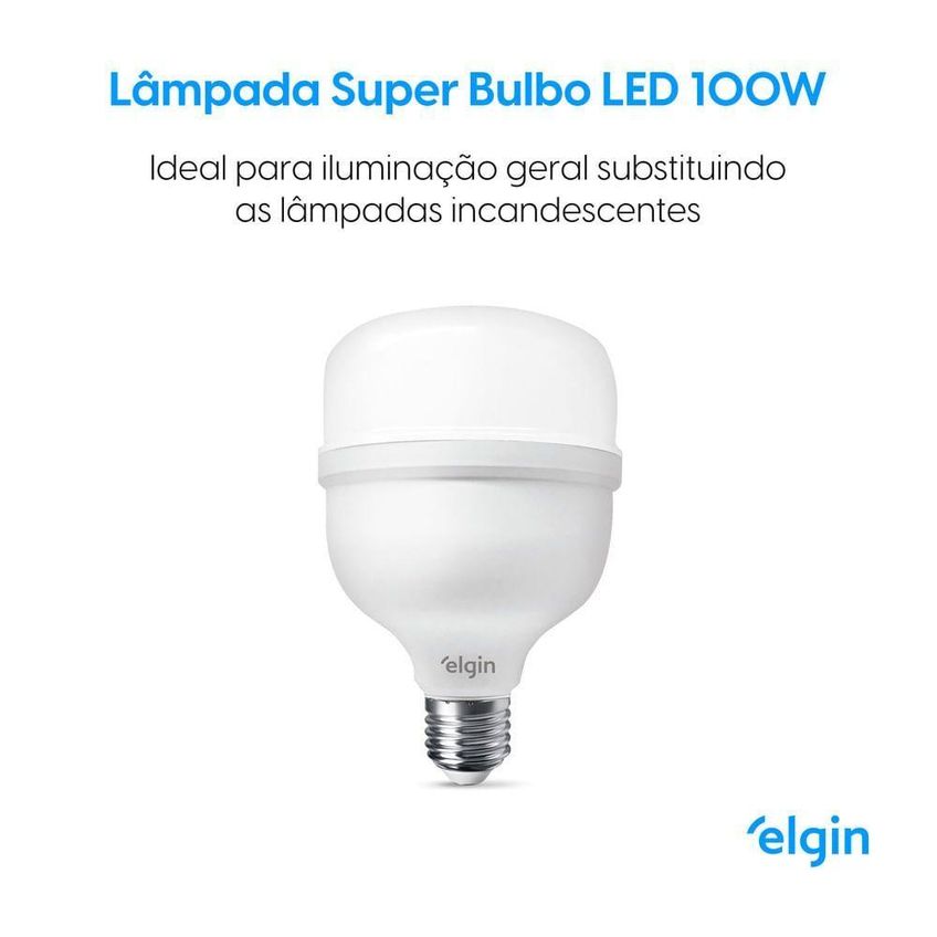 Lâmpada Led Super Bulbo 100w Luz Branca Fria 6500k Fluxo Luminoso 10000 Lúmens Elgin - imagem 3