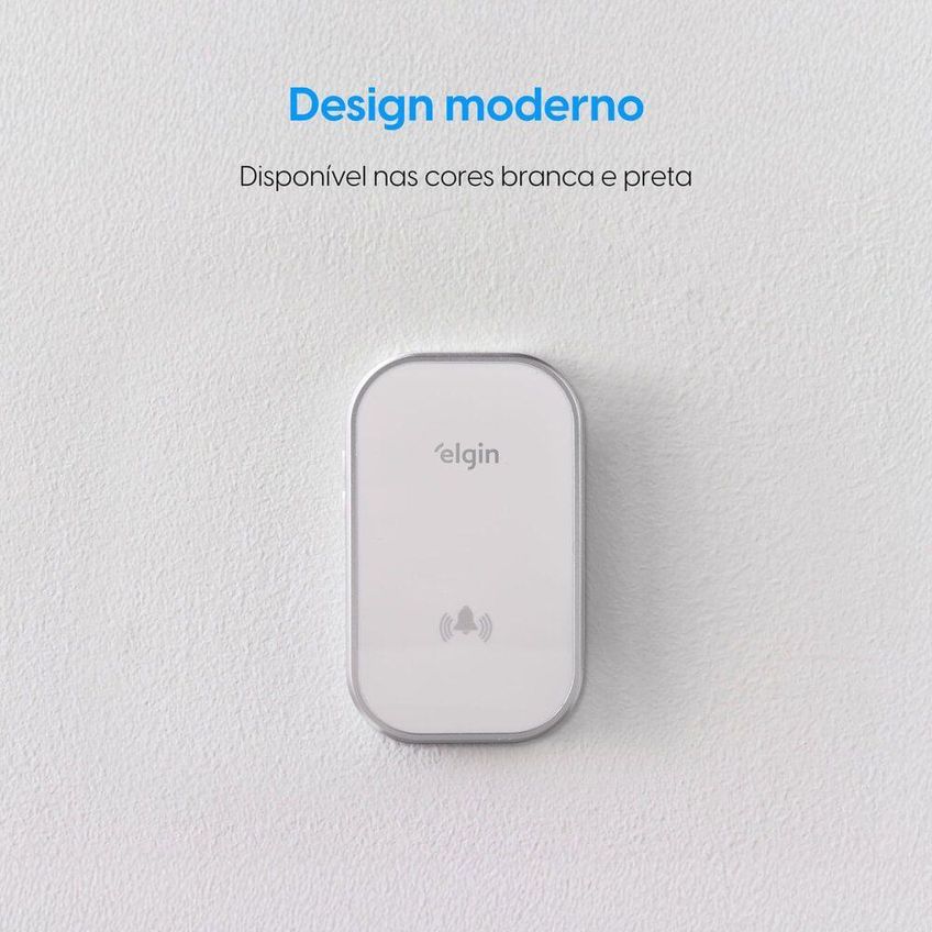 Campainha Sem Fio Conjunto 280m Controle Volume 38 Sons Bivolt Branca Elgin - imagem 2