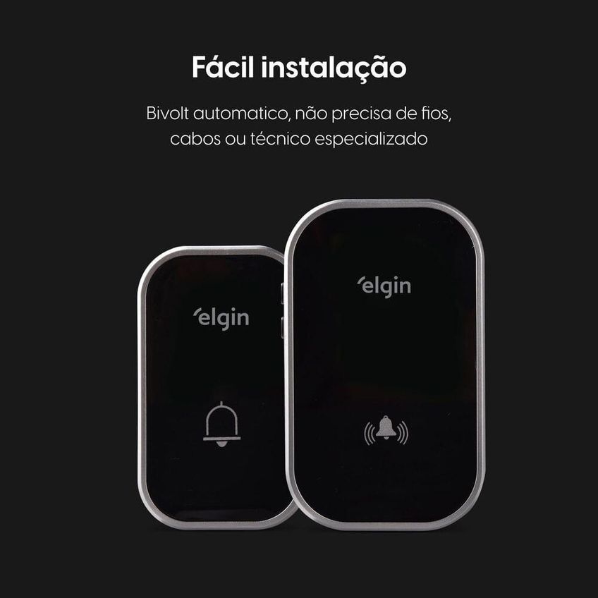 Campainha Sem Fio Conjunto 280m Controle Volume 38 Sons Bivolt Branca Elgin - imagem 3