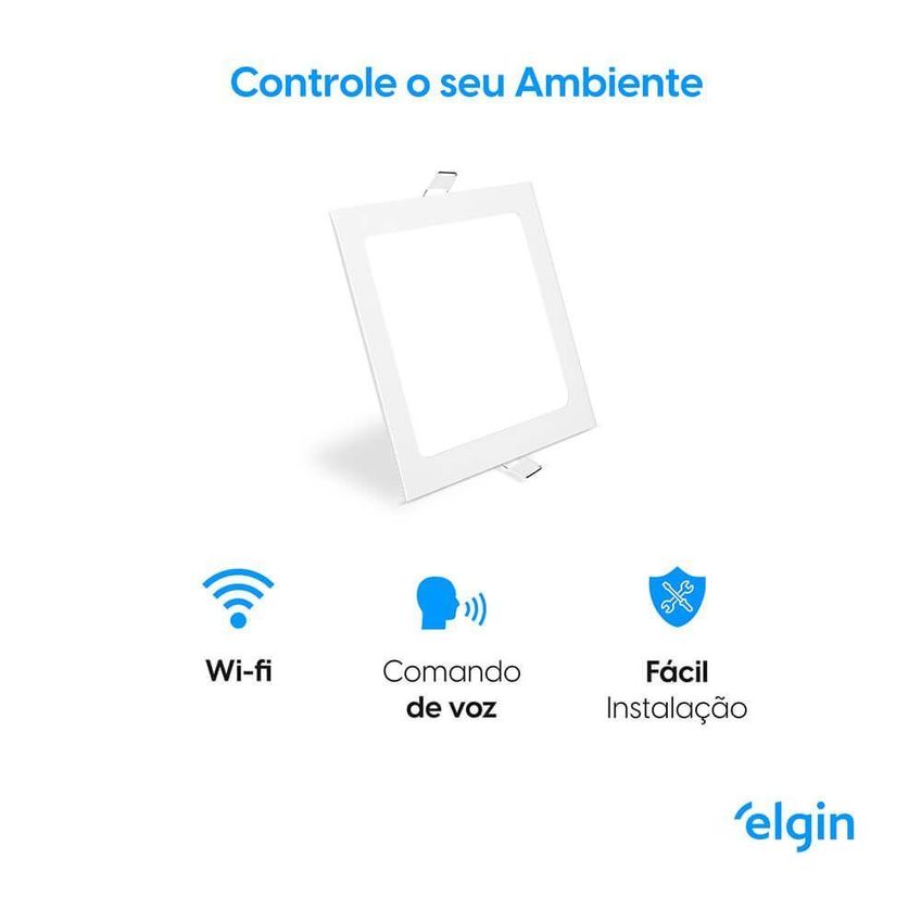 Luminária De Embutir Inteligente Quadrada Led 18w Alexa E Google Home Rgb Elgin - imagem 3
