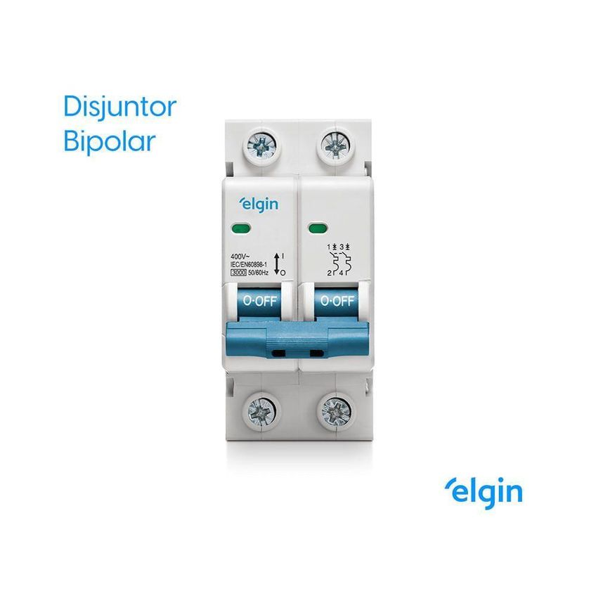 Mini Disjuntor Bipolar Curva C MCB 3KA 2 Polos 6A Bivolt Elgin - imagem 3