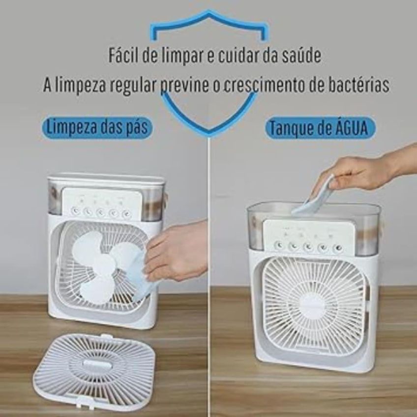 Ventilador Portátil de Mesa Mini Ar Condicionado Umidificador Utimix Branco 3 Velocidades Ventilador - imagem 2