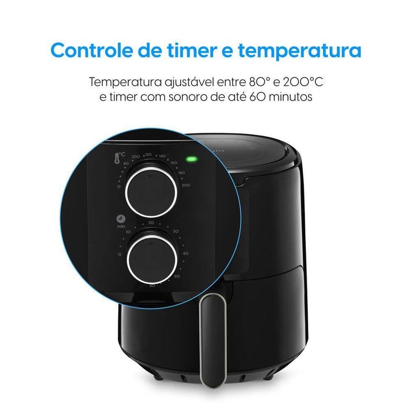 Fritadeira Sem Óleo Elgin Cube Fry Air Circuit 4,2L 1600W Preto 110V - imagem 3
