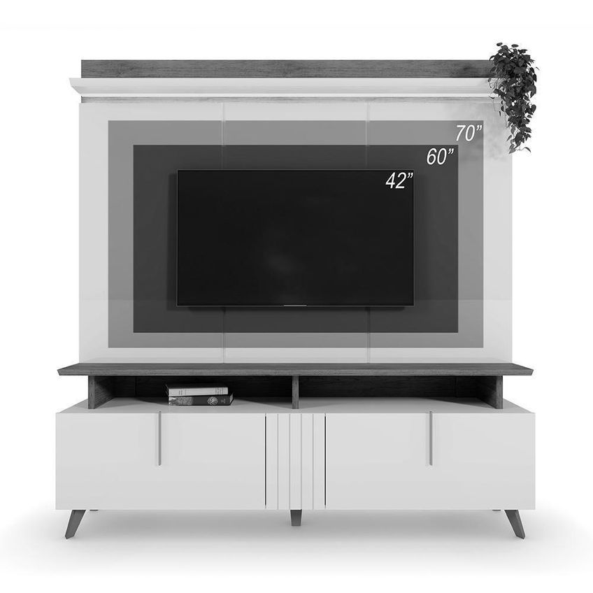Estante Home Theater Petrópolis 1.8 2 Portas MDF-MDP 180cm Grigio Fosco-Canela Mbler - imagem 4