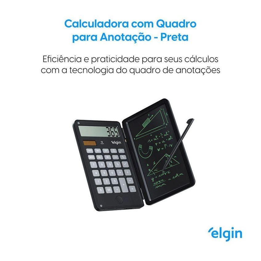 Calculadora Elgin Tela Para Anotação 12 Dígitos Funções Avançadas Preto - imagem 3