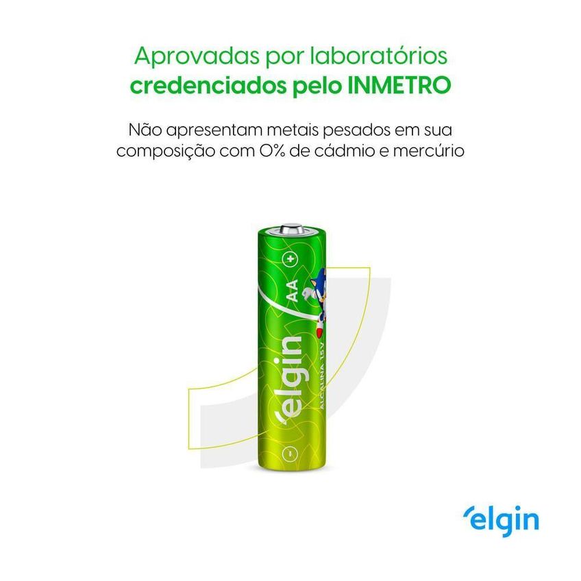 Pilha Alcalina AA Comum Tubo Com 24 Unidades Elgin Para Brinquedos - imagem 3