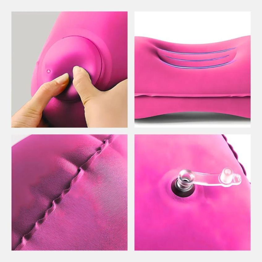 Travesseiro De Viagem Inflável Portátil Apoio De Pescoço Cabeça E Lombar Rosa Utimix - imagem 3