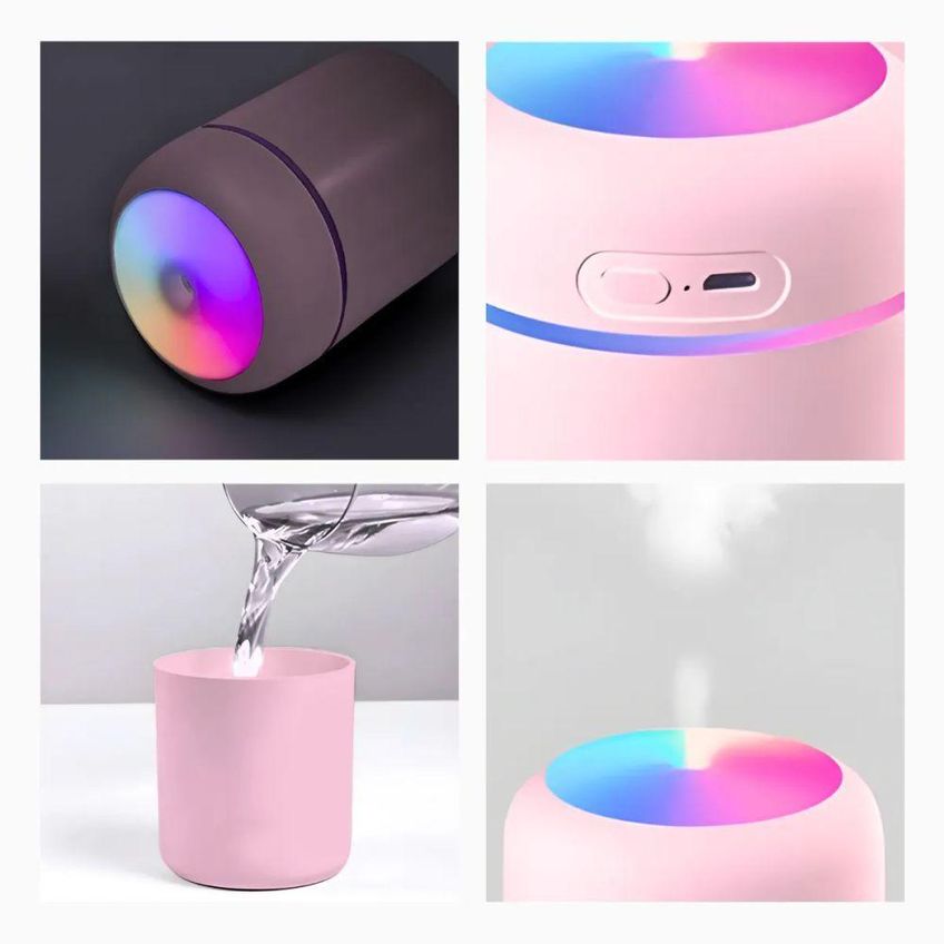 Umidificador De Ar Portátil Usb Rosa 300ml Ultrassônico Utimix Luminária Led Difusor De Aroma - imagem 3