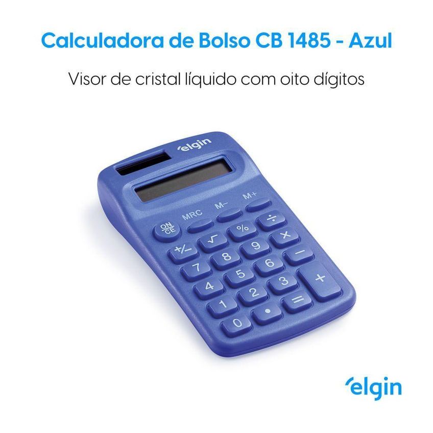 Calculadora De Bolso Elgin 8 Dígitos Desligamento Automático Visor Lcd Azul - imagem 5