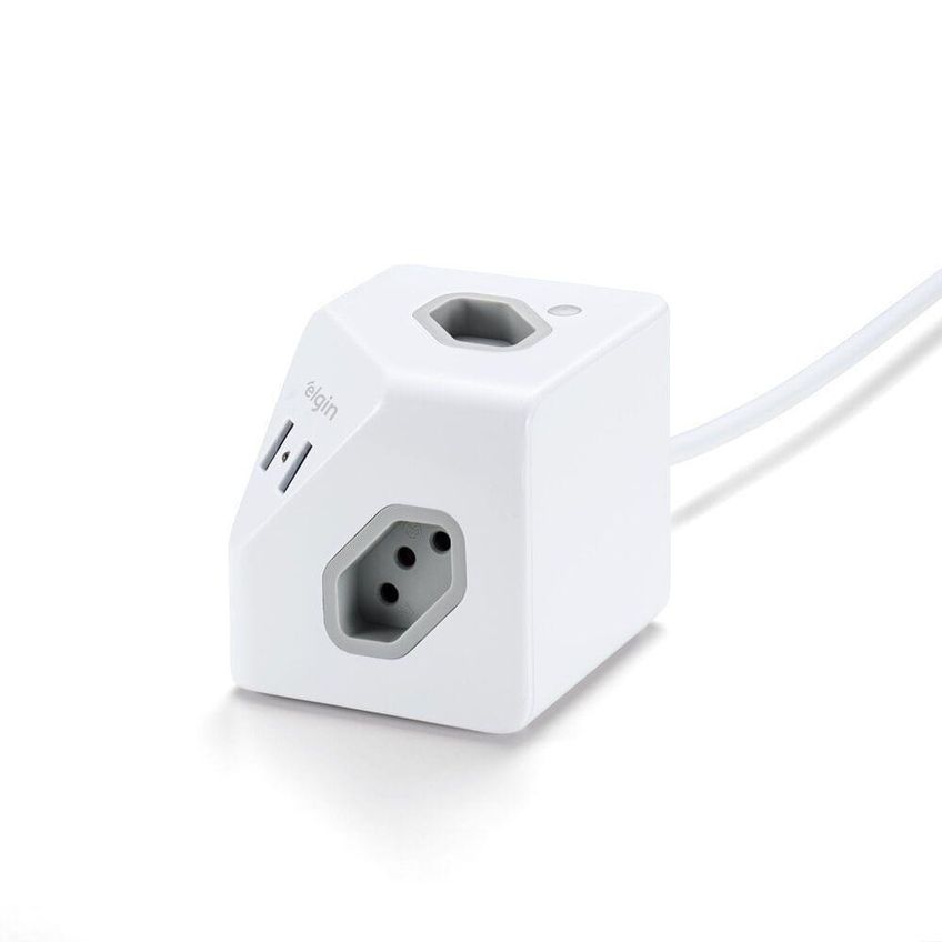 Extensão Elétrica Cubo 3 Tomadas 2 Portas USB 10A 2P T Bivolt Elgin - imagem 2