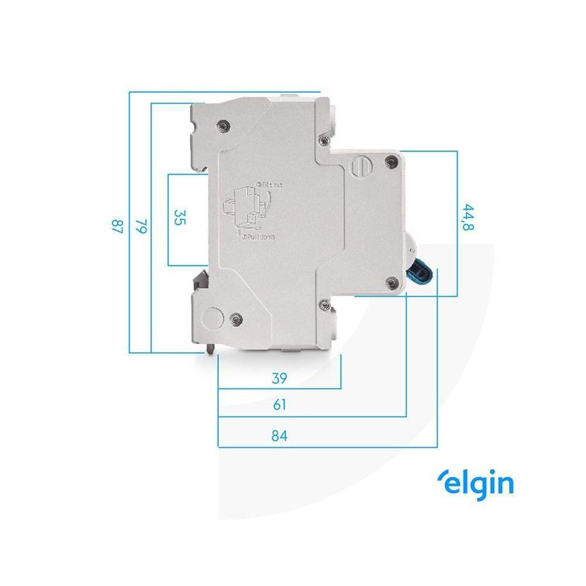 Mini Disjuntor Monopolar Curva C MCB 3kA 1 Polo 16A Bivolt Elgin - imagem 3