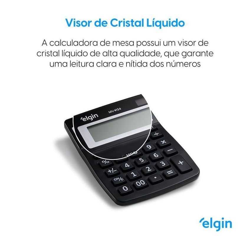 Calculadora De Mesa Elgin MV4124 12 Dígitos Função Correção Preto - imagem 4