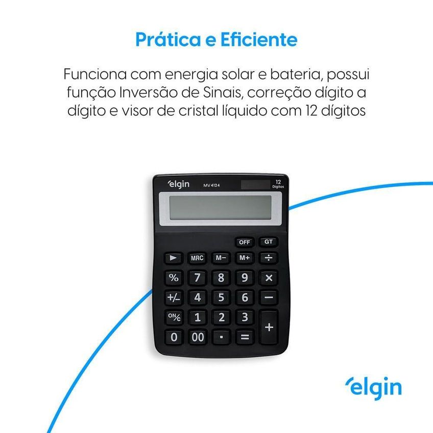 Calculadora De Mesa Elgin MV4124 12 Dígitos Função Correção Preto - imagem 5