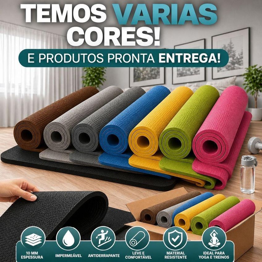 Tapete De Yoga Profissional Antiderrapante Para Pilates Alongamento Ginástica Cinza NBR Utimix - imagem 4