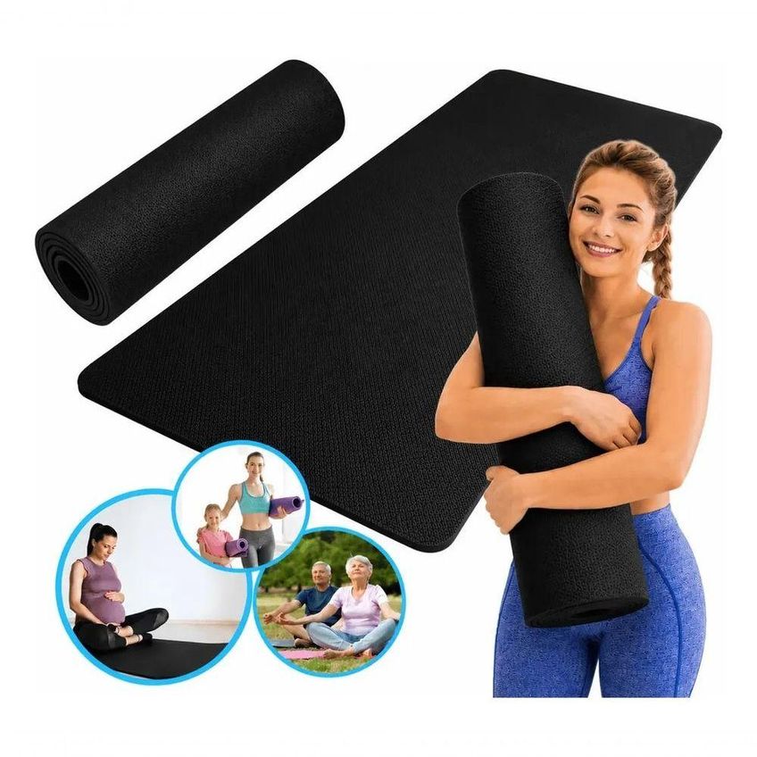 Tapete De Yoga Profissional Antiderrapante Para Pilates Alongamento Ginástica Cinza NBR Utimix - imagem 5
