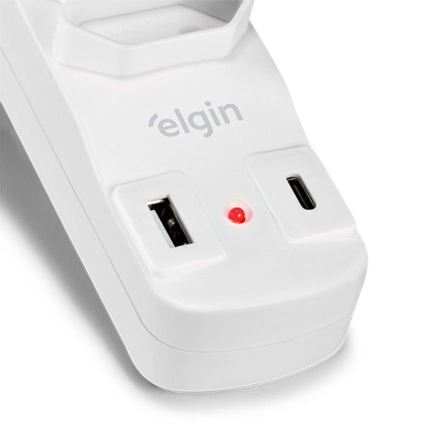 Protetor De Linha 2 Tomadas 2p-t 10a 2 Usb Bivolt Carregamento Rápido Elgin - imagem 2