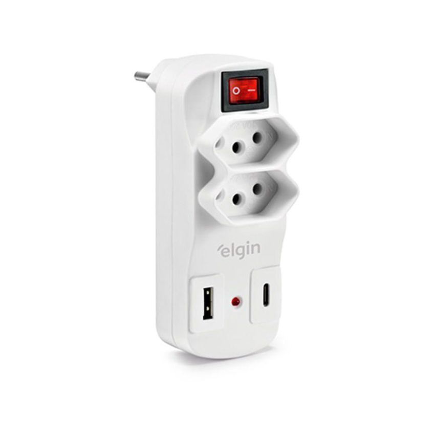 Protetor De Linha 2 Tomadas 2p-t 10a 2 Usb Bivolt Carregamento Rápido Elgin - imagem 5