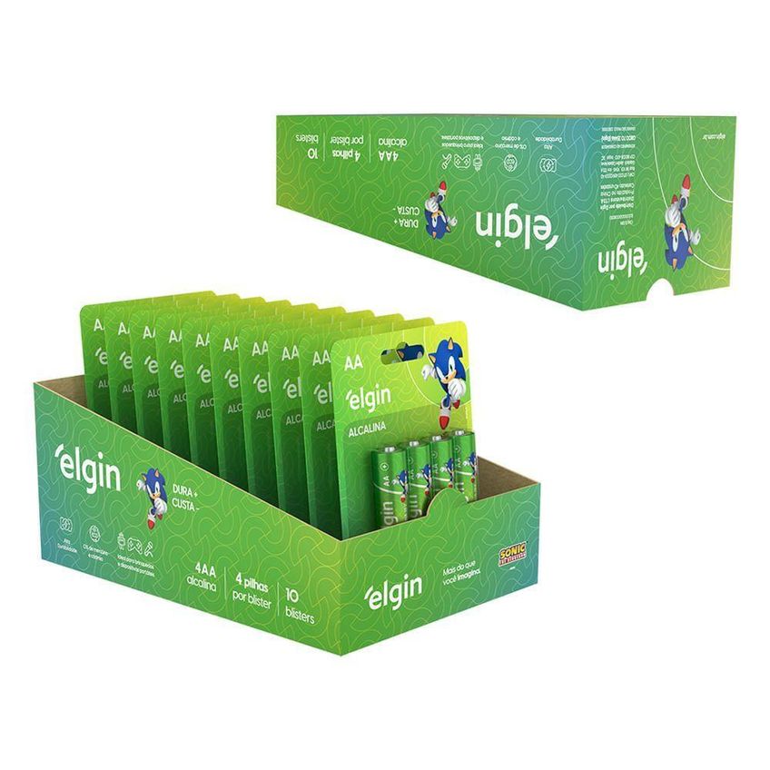 Pilha Alcalina Aa Elgin Comum Para Brinquedos Controles Lanternas 10 Blisters - imagem 2