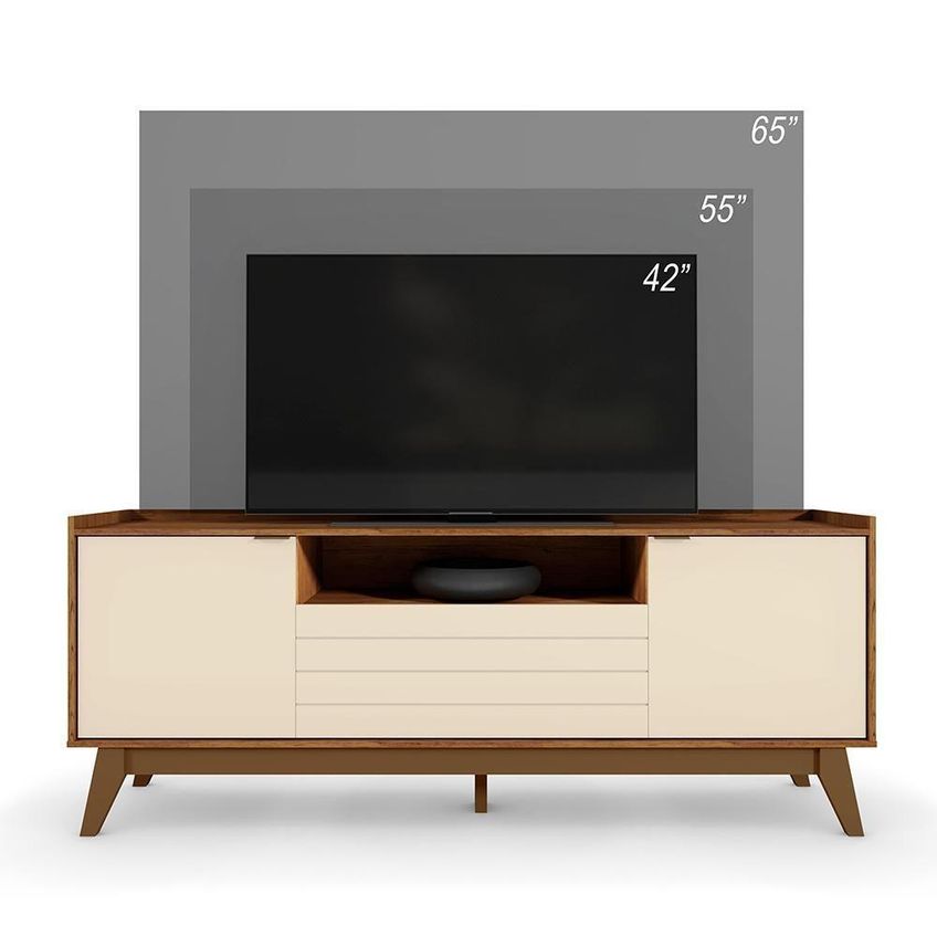 Rack Bancada Para TV Franca 65 160,4cm MDF MDP Com Porta Basculante Off White Mobler - imagem 3