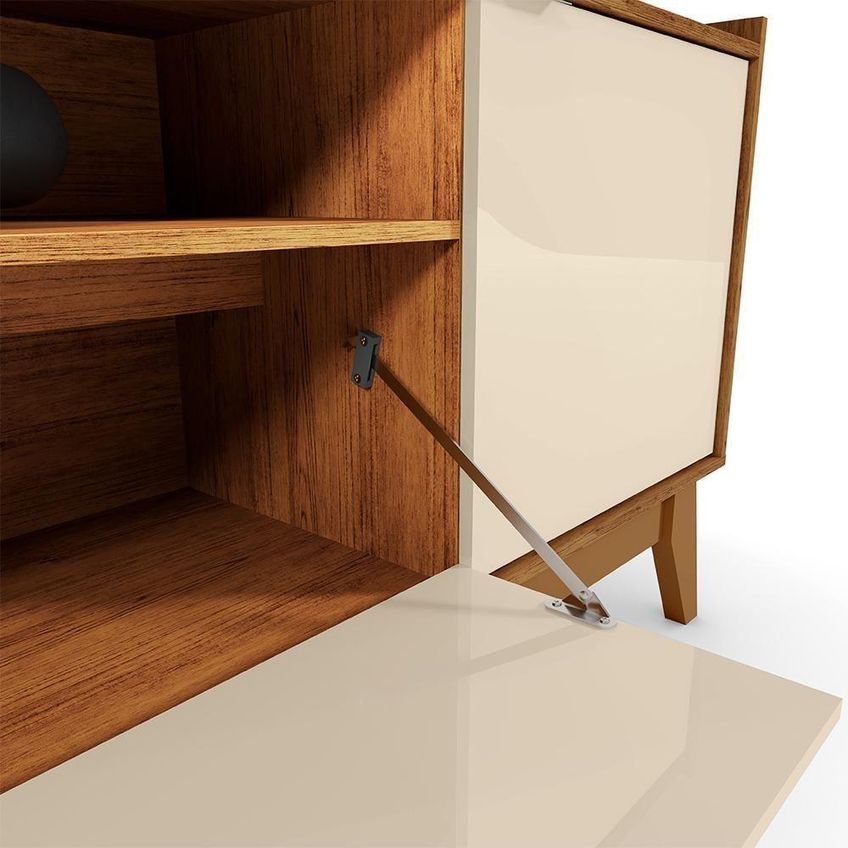 Rack Bancada Para TV Franca 65 160,4cm MDF MDP Com Porta Basculante Off White Mobler - imagem 5