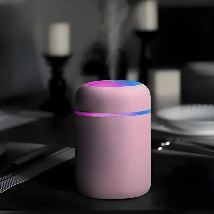 Umidificador Portátil USB Rosa 300ml Ultrassônico Utimix Com Luminária LED Difusor de Aroma - imagem 3