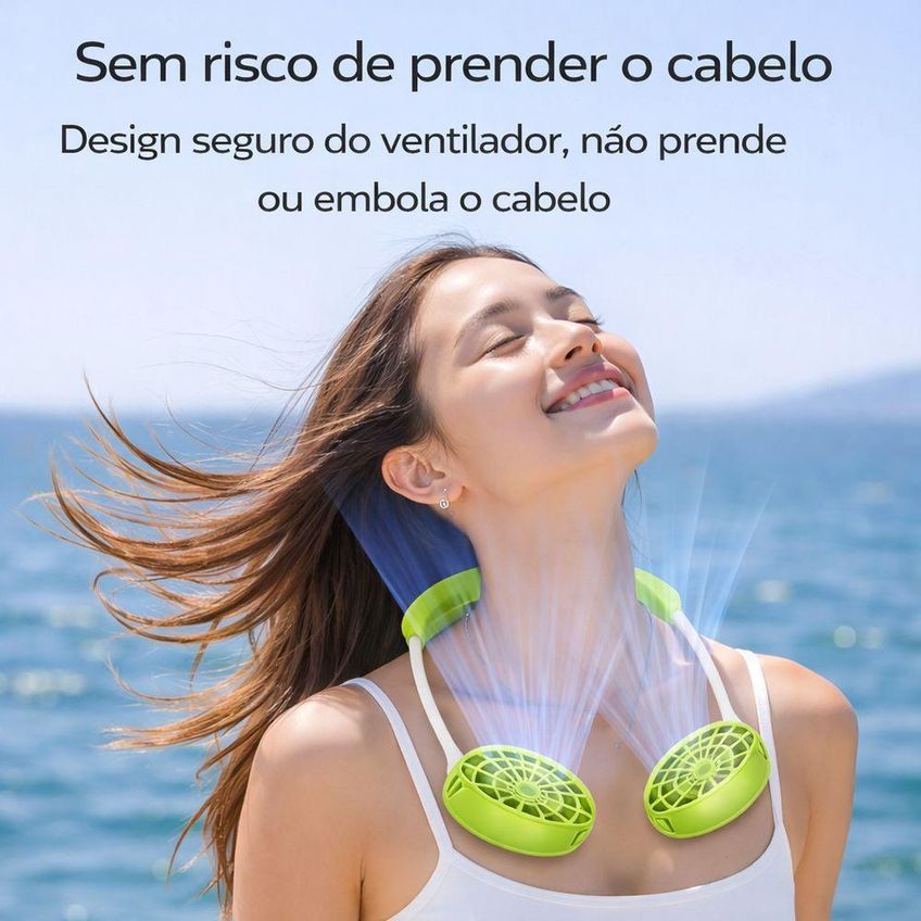 Ventilador De Pescoço Portátil Recarregável Utimix Branco 3 Velocidades Usb - imagem 4